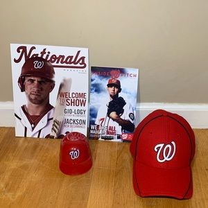 Washington Nationals NewEra 39Thirty Med-Lrg Hat, Souvenir Helmet, Nats Magazine